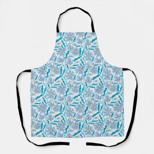 Tablier Boho bleu Abstrait motif floral