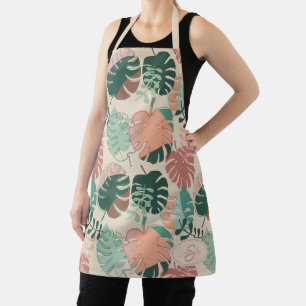 Tablier Boho Chic Motif botanique tropical Monogramme