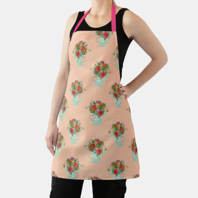 Tablier Boho Flowers motif rose (Insitu)