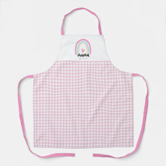 Tablier Boho Pink Gingham Custom Mama Est. Year keepsake