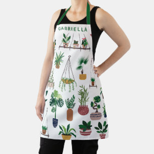 Tablier Boho Plante Lady Illustration Art Personnalisé
