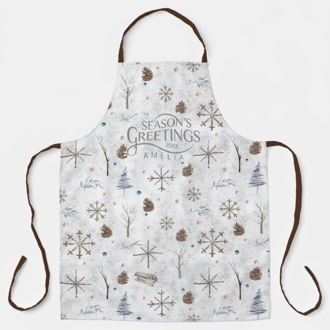 Tablier Boho Twigs & Pinecone Christmas ID986 (Recto)
