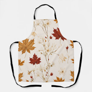 Tablier Boho Vintage Feuilles d'érable hiver modèle floral