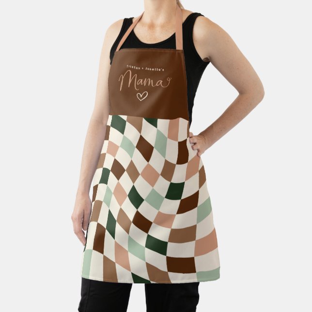 Tablier Boho Warped Checker Mama personnalisée (Insitu)