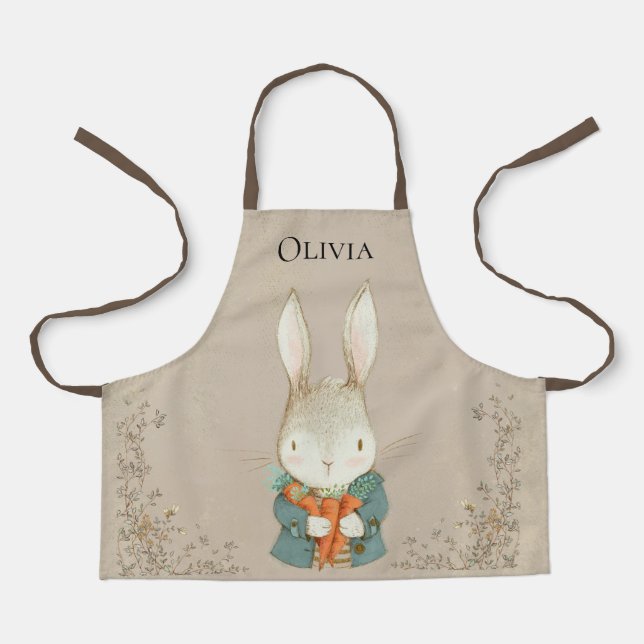 Tablier Bois Animaux Lapin Lapin Aquarelle (Recto)