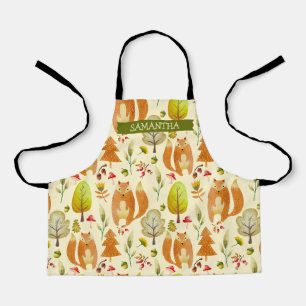 Tablier Bois mignon renard d'automne arbres Motifs Whimsic