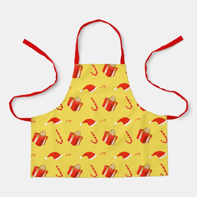 Tablier Boîte cadeau de Noël sucre de canne chapeau de Noë (Recto)