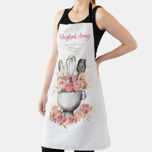 Tablier Bol Mélangeur de Mix de Pâtisserie Fleurs Roses Ba