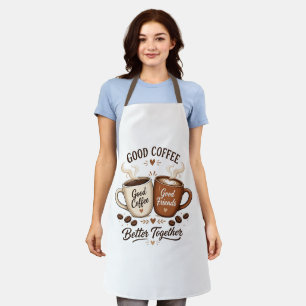 Tablier Bon café, bons amis avec deux tasses à café