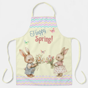 Tablier Bon Printemps ! Lapin lapin et Fleurs