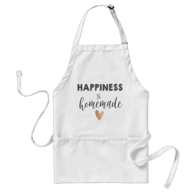 Tablier BONHEUR MAISON Cute Typographie noir blanc (Devant)