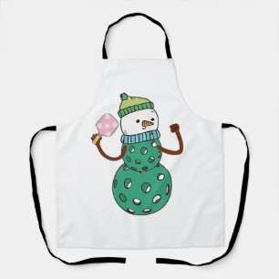 Tablier Bonhomme de neige de pickleball Noël drôle de Xmas