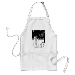 Tablier bonhomme de neige mignon noir et blanc en attente