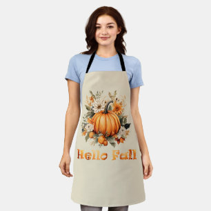 Tablier Bonjour Automne aquarelle fleur sauvage feuilles d
