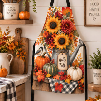 Tablier Bonjour Automne Rustique Tournesol Citrouille Réco
