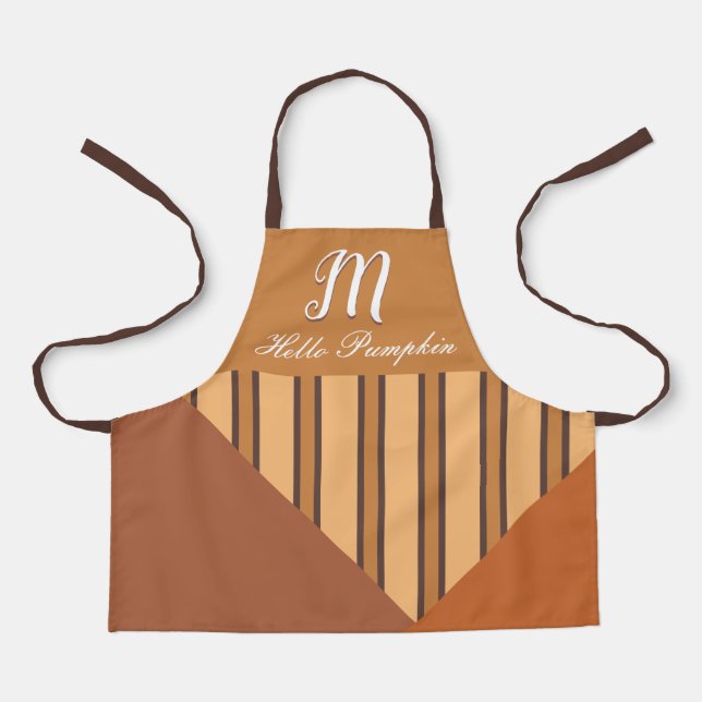 Tablier Bonjour Citrouille Monogramme Facultatif Nom Autom (Recto)