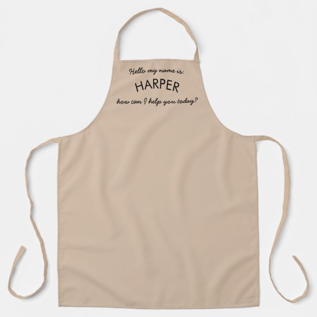 Tablier "Bonjour" Nom Entreprise Personnel | Beige (Recto)