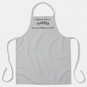 Tablier "Bonjour" Nom Entreprise Personnel   Gris Cool