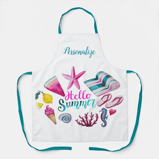 Tablier Bonjour Summer Ocean Life, Watermelon, Glace (Recto)