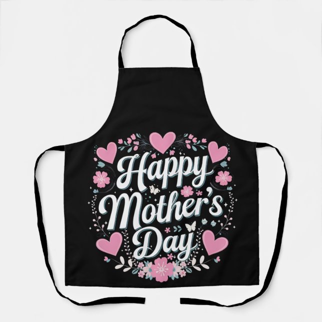 Tablier Bonne fête des mères mignonne maman florale grand- (Recto)
