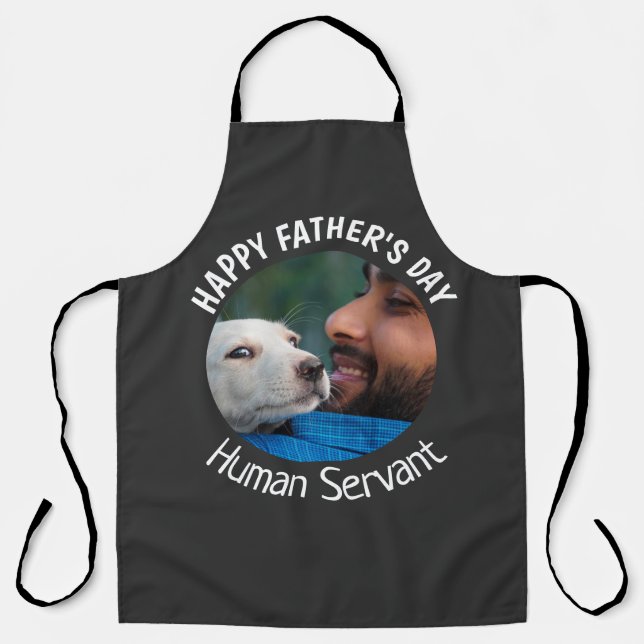 Tablier Bonne Fête des pères Serviteur humain Custom Black (Recto)