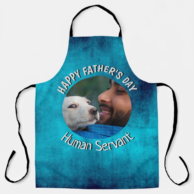 Tablier Bonne Fête des pères Serviteur Humain Custom Blue  (Recto)