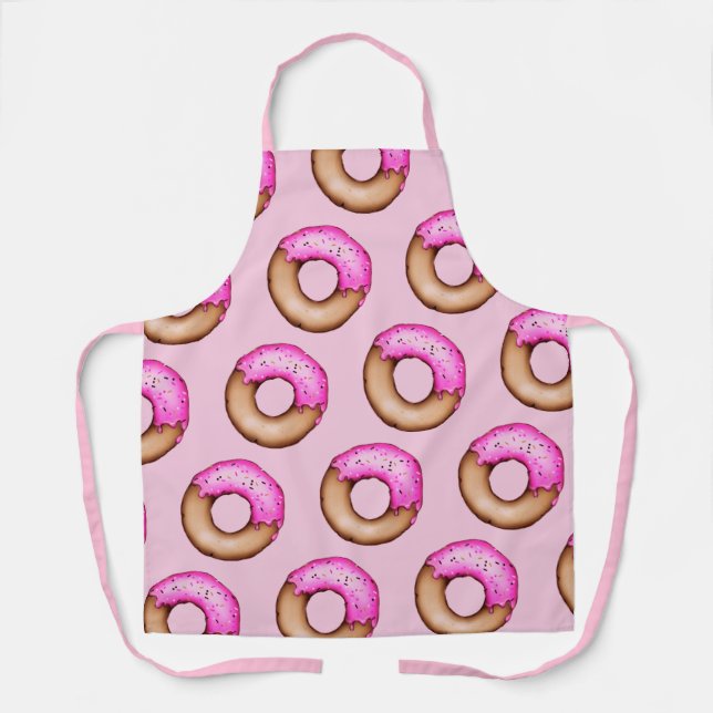 Tablier Bons beignets congelés rose avec Motif d'arrosage (Recto)