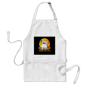 Tablier Boo Bulldog avec araignée Citrouille et lune