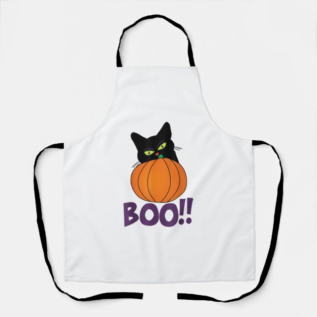 Tablier Boo Funny Jolly Chat Pékin Citrouille Halloween pa (Recto)
