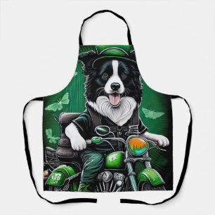 Tablier Border Collie Chien Conduisant Vélo St. Patrick's 