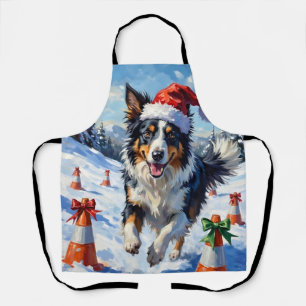 Tablier Border Collie Chien Noël Neige Agilité Amusement
