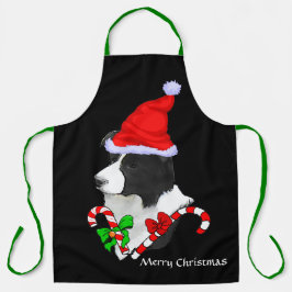 Tablier Bordure Collie Santa Hat Noël