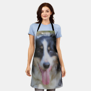 Tablier Bordure Collie visage chien personnalisé