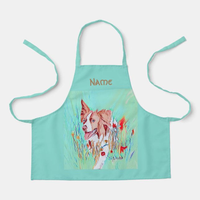 Tablier Bordure de texte modifiable Collie Apron (Recto)