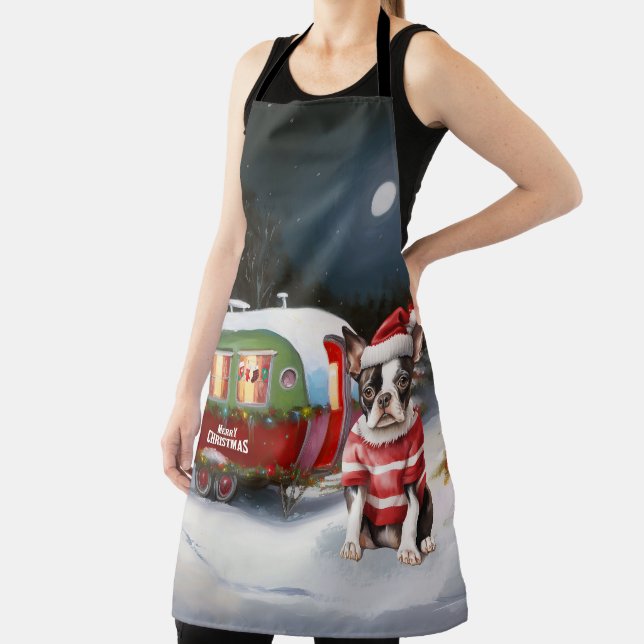 Tablier Boston Terrier Caravan Christmas Adventure (Insitu)