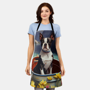 Tablier Boston Terrier sur une rame : une aventure Pittore