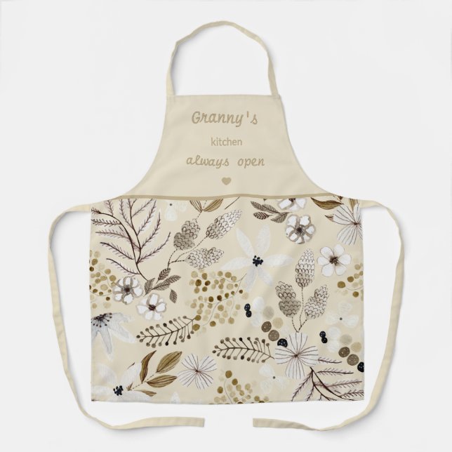 Tablier Botanical Granny's Kitchen Always Open (Recto)