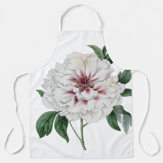 tablier botanique vintage double blanc de pivoine (Recto)