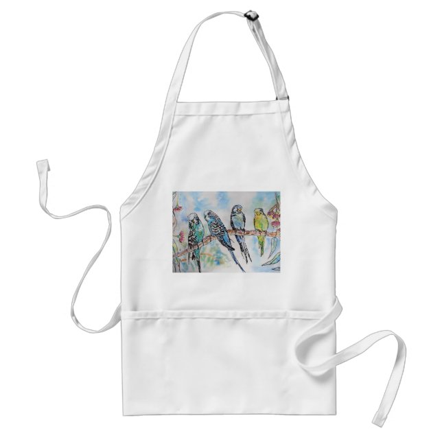 Tablier Boucles Bleues Assis Aquarelle Cuisine Apron (Devant)