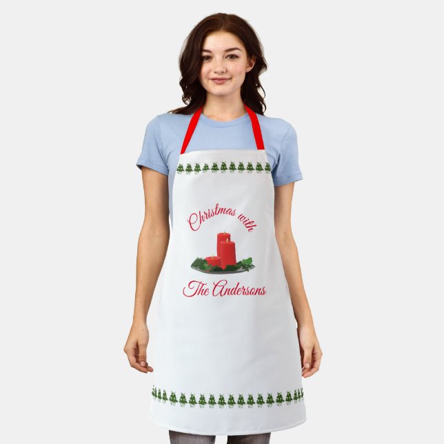 Tablier Bougies de Noël personnalisées Apron (Porté)