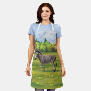 Tablier Bouillon Gris D'Âne Cute Dans Le Pâturage