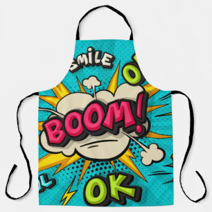 Tablier Bouillonnante bulle de pop art. Souriez, wow, pow,
