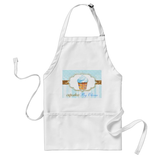 Tablier Boulangerie Cupcake Logo en bleu doux (Devant)