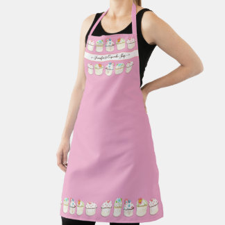 Tablier Boulangerie Cupcake Shop Aquarelle rose arroses