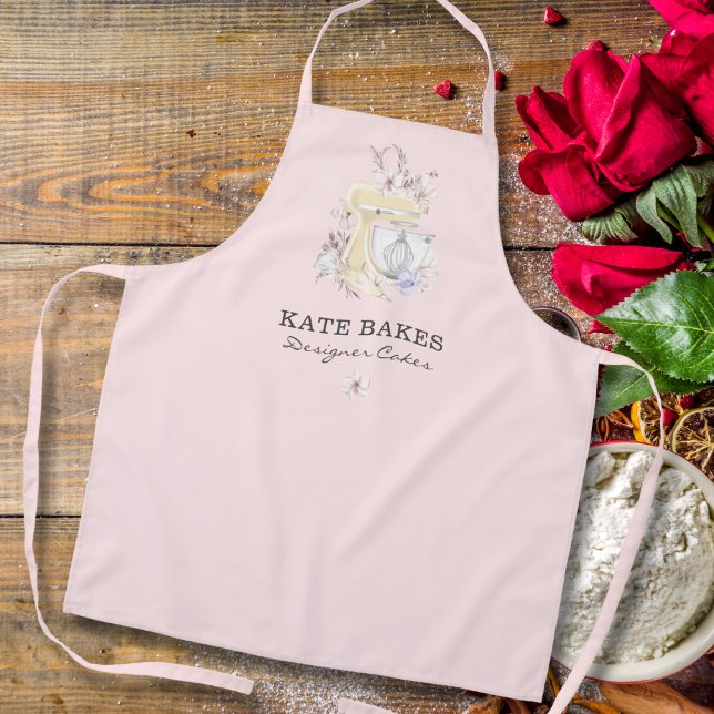 Tablier Boulangerie de mélange de gâteau Floral Blush Cart (Créateur téléchargé)