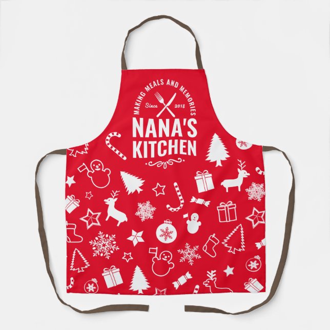 Tablier Boulangerie de Noël Red Nana Kitchen Grandmas (Recto)