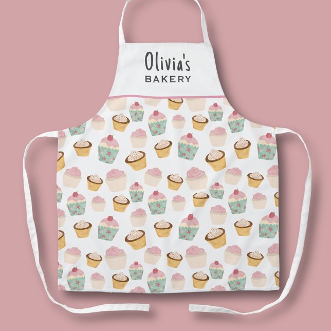 Tablier Boulangerie de pâtisserie Cupcake (Cute cupcake kitchen apron perfect for bakers and cooks.  Personalize with your own name or text.)