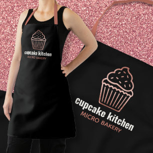 Tablier boulangerie moderne nom rose or parties scintillan
