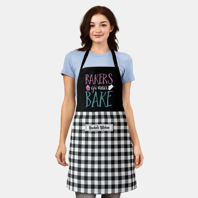Tablier Boulangeries Funky Bakers Gonna Bake Black Blanc P (Porté)