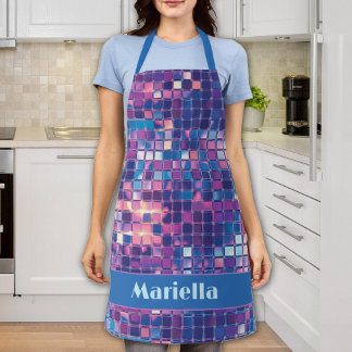 Tablier Boule Disco Bleu super & Violet Personnalisée